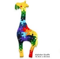 A colourful wooden Giraffe Jigsaw to help with learning the alphabet from Lovely Lane Gifts